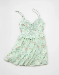 AE V-Neck Tie-Front Embroidered Mini Dress