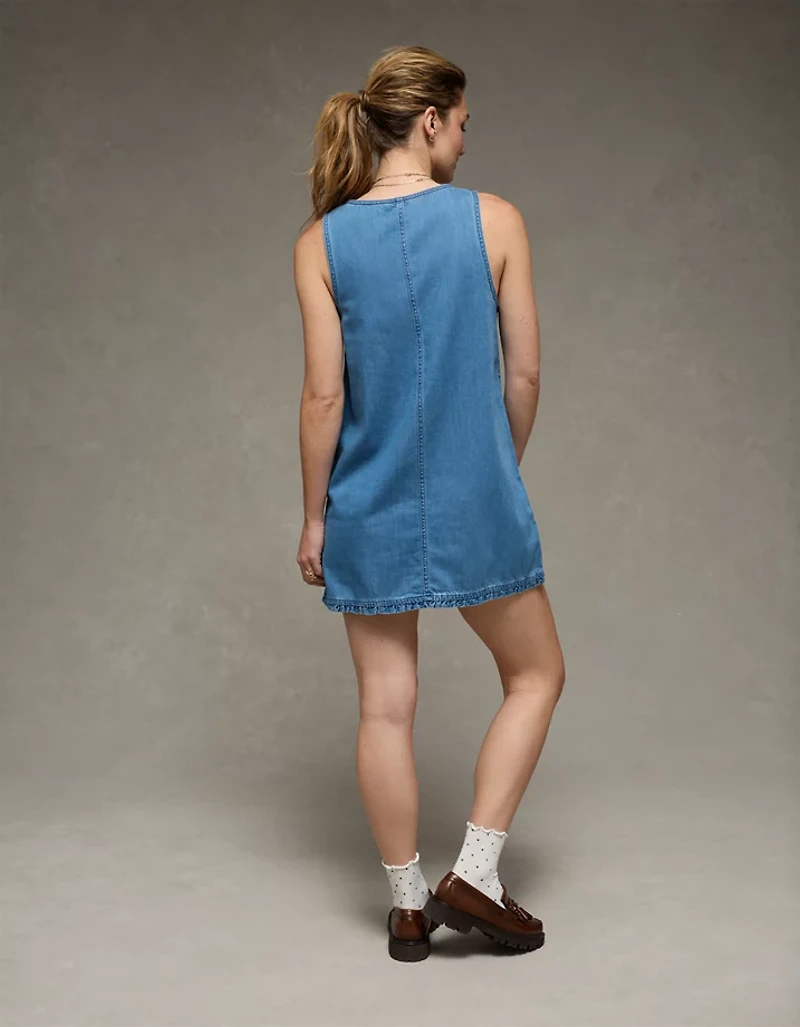 AE Denim Ruffle Pinafore Mini Dress
