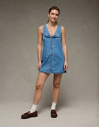 AE Denim Ruffle Pinafore Mini Dress