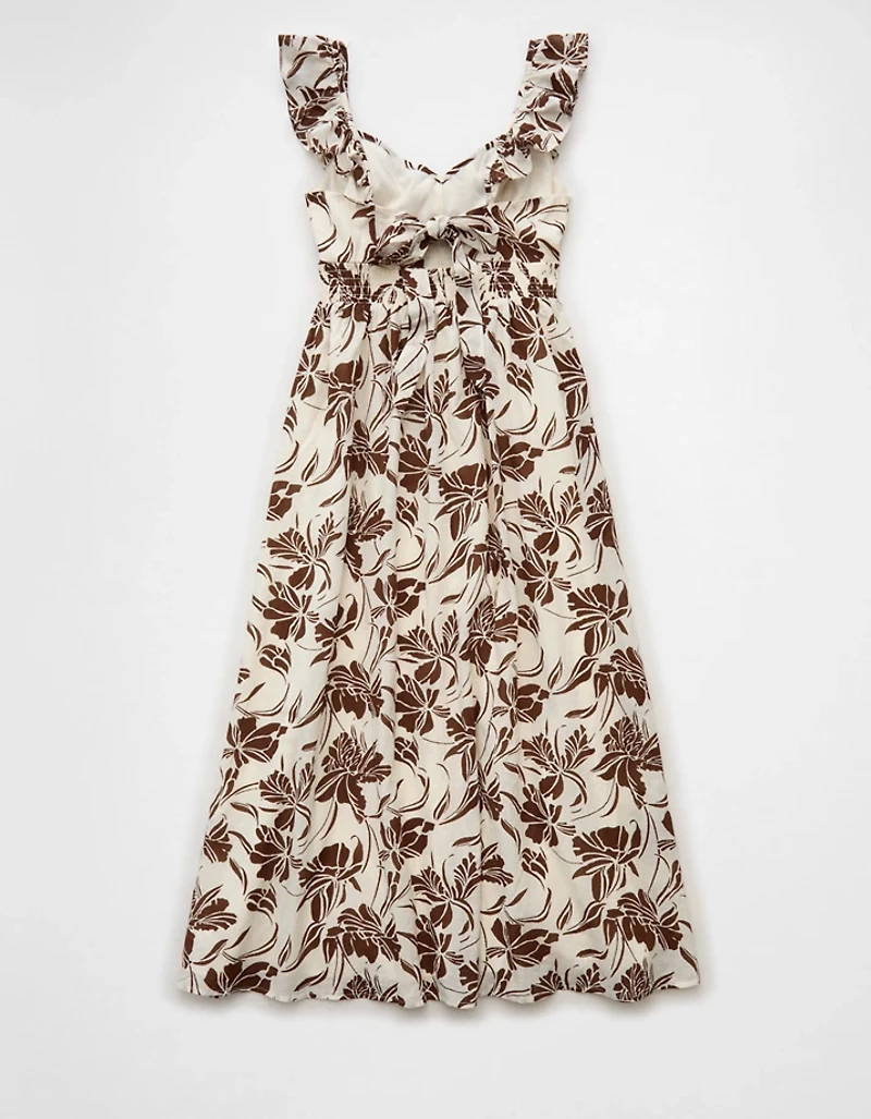 AE Flutter Sleeve Tie-Front Midi Dress