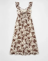 AE Flutter Sleeve Tie-Front Midi Dress