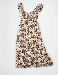 AE Flutter Sleeve Tie-Front Midi Dress