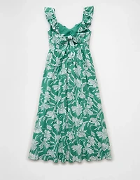 AE Flutter Sleeve Tie-Front Midi Dress