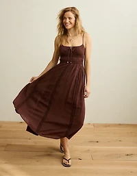 AE Tie-Front Lace Midi Dress