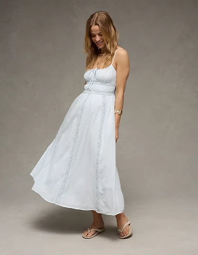 AE Tie-Front Lace Midi Dress