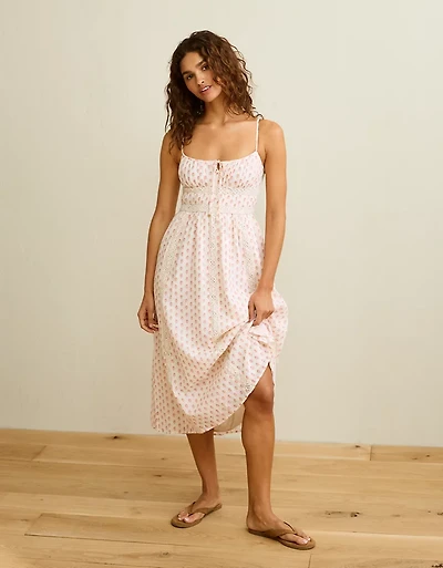 AE Tie-Front Lace Midi Dress