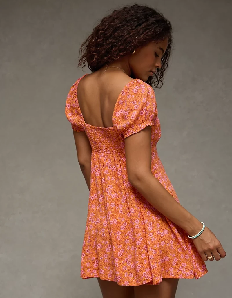AE Babydoll Sweetheart Pleated Mini Dress