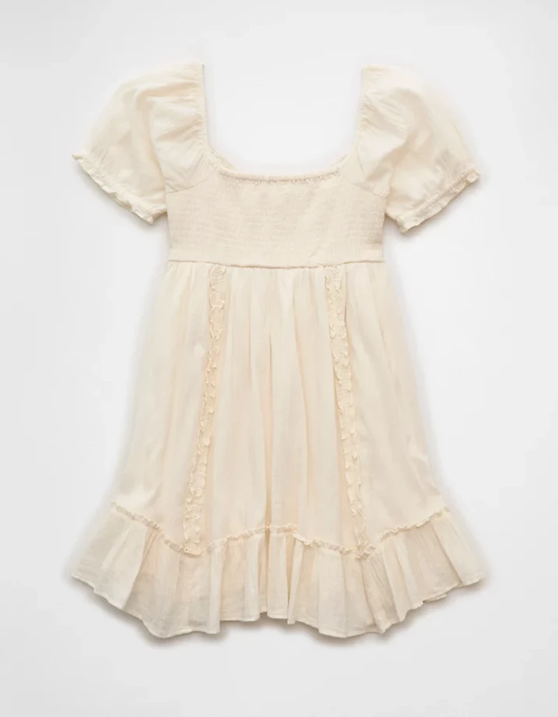 AE Puff-Sleeve Embroidered Mini Dress