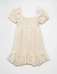 AE Puff-Sleeve Embroidered Mini Dress