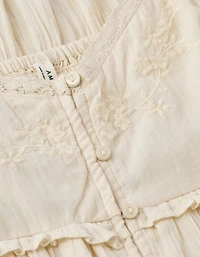 AE Puff-Sleeve Embroidered Mini Dress