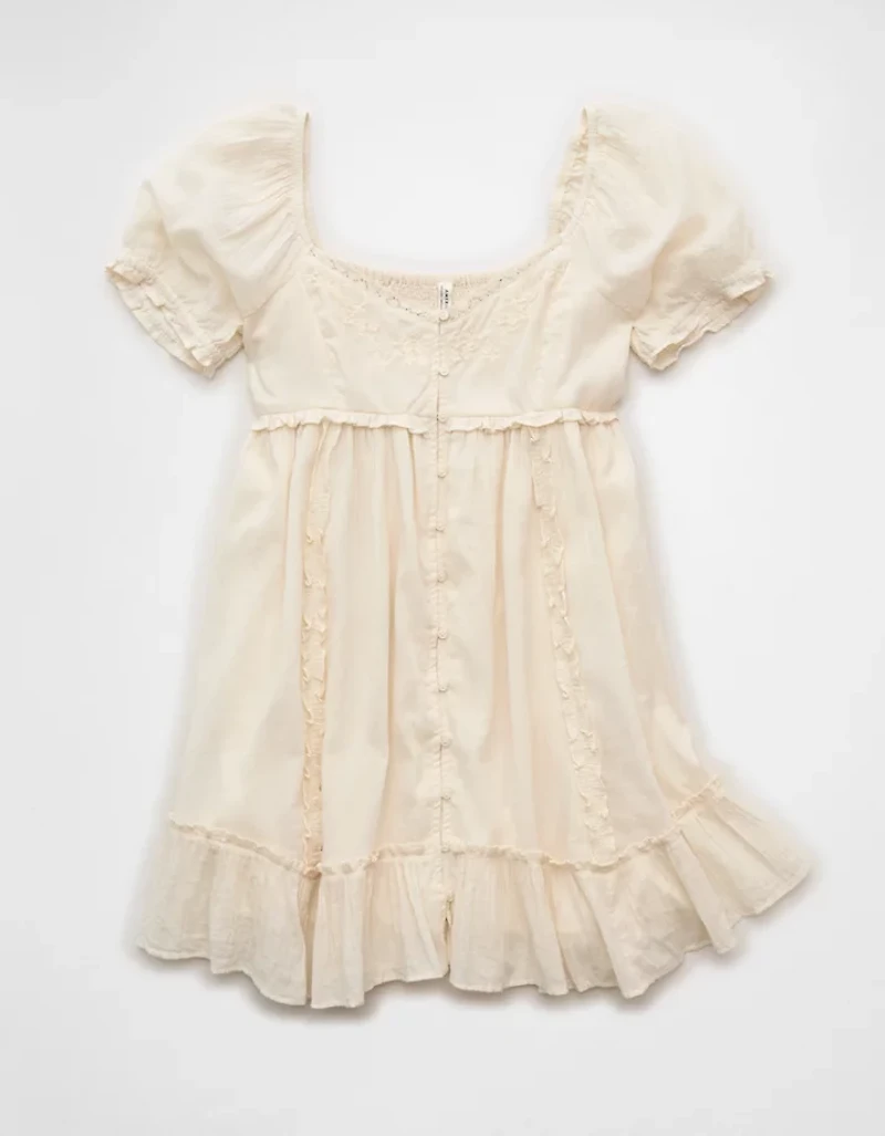 AE Puff-Sleeve Embroidered Mini Dress