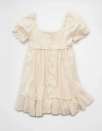 AE Puff-Sleeve Embroidered Mini Dress