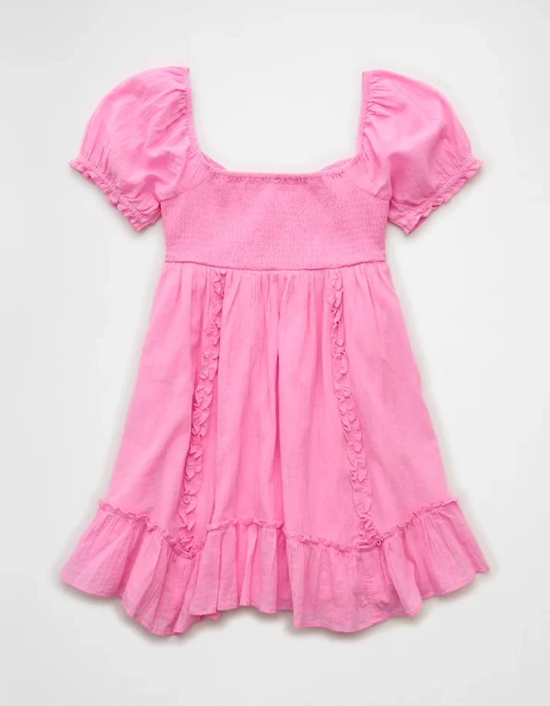 AE Puff-Sleeve Embroidered Mini Dress