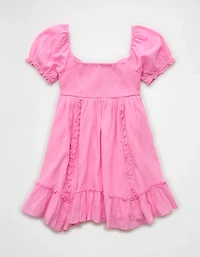 AE Puff-Sleeve Embroidered Mini Dress