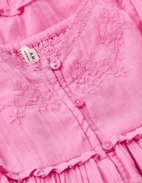 AE Puff-Sleeve Embroidered Mini Dress