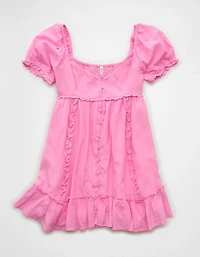 AE Puff-Sleeve Embroidered Mini Dress