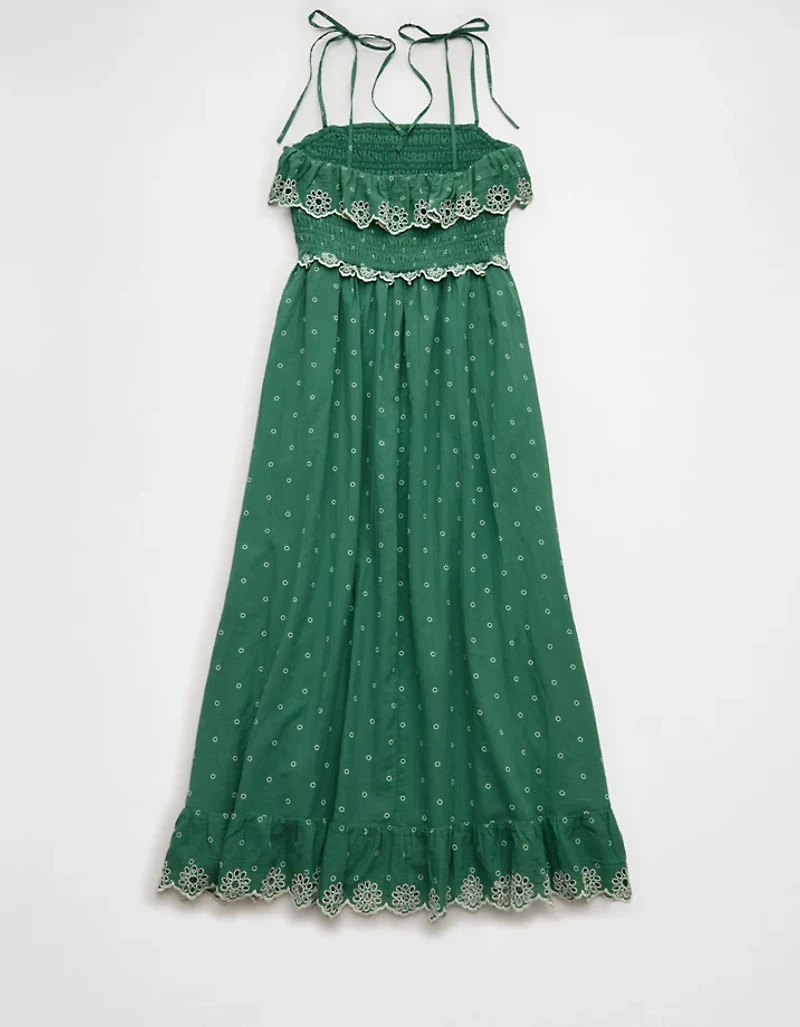 AE Smocked Tie-Strap Midi Dress