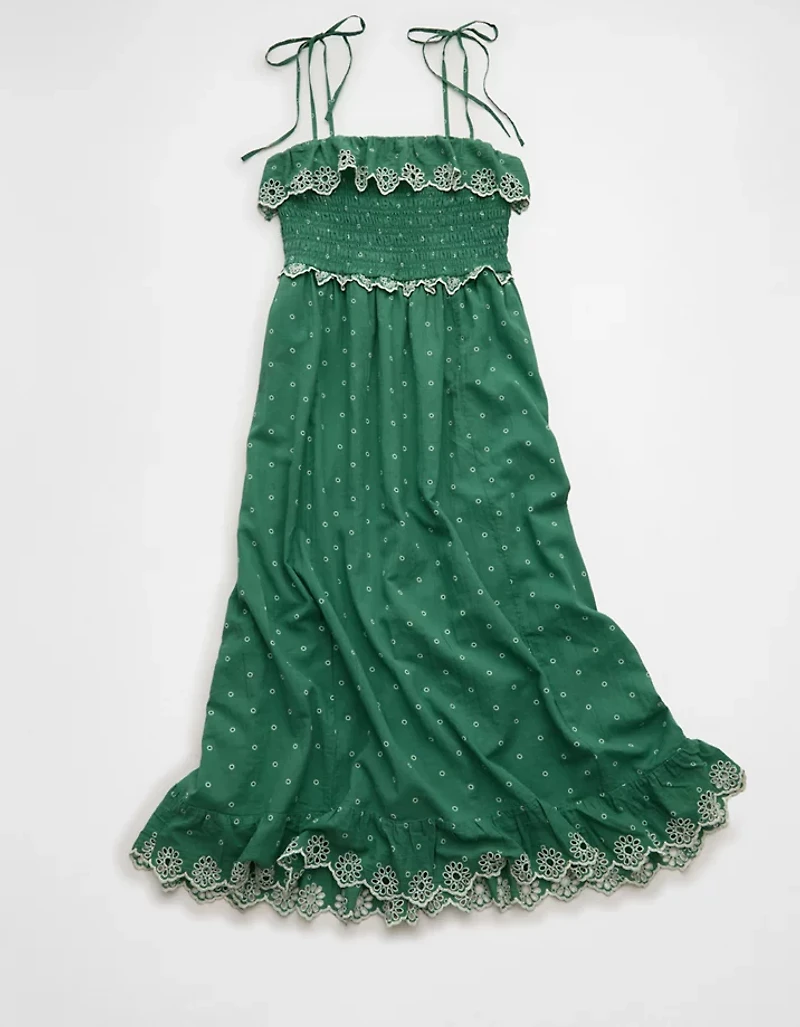 AE Smocked Tie-Strap Midi Dress