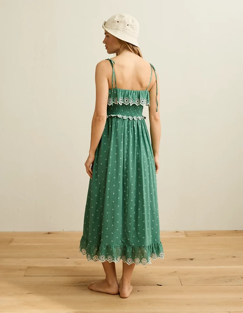 AE Smocked Tie-Strap Midi Dress