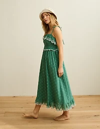 AE Smocked Tie-Strap Midi Dress
