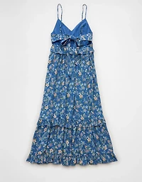 Robe mi-longue avec encolure en V et volants AE