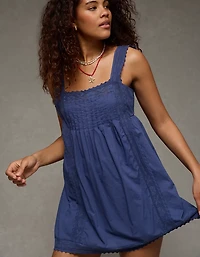 AE Square Neck Lace-Trim Mini Dress