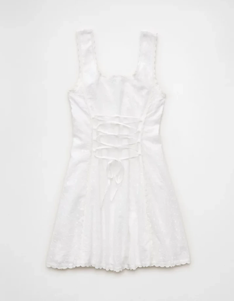 AE Embroidered Lace-Up Back Mini Dress