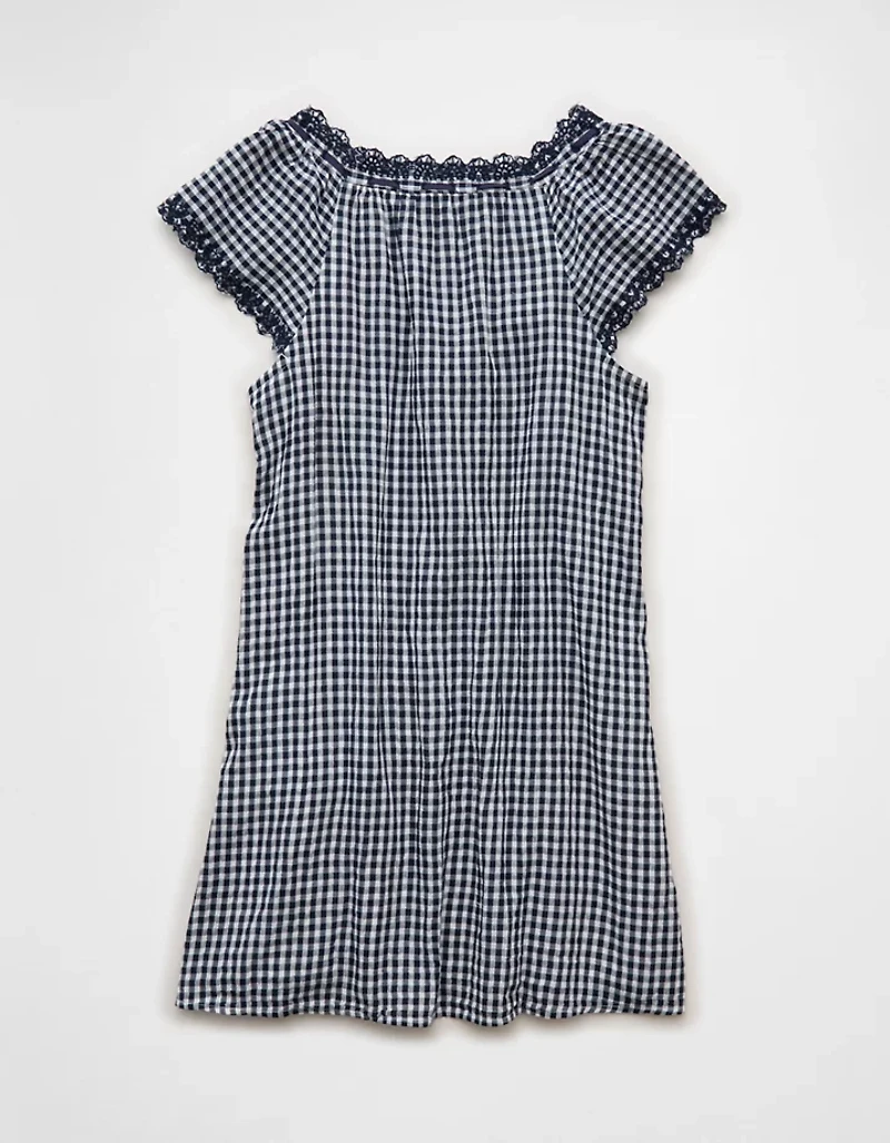 AE V-Neck Ruffled Button-Up Mini Dress