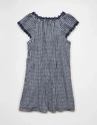 AE V-Neck Ruffled Button-Up Mini Dress