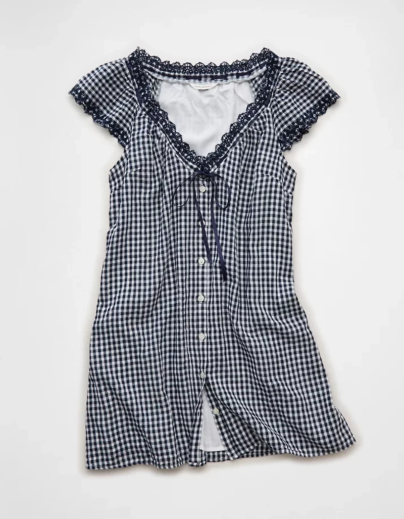 AE V-Neck Ruffled Button-Up Mini Dress
