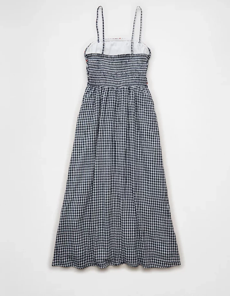 AE Strapless Smocked Embroidered Midi Dress