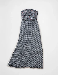 AE Strapless Smocked Embroidered Midi Dress