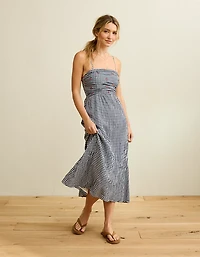 AE Strapless Smocked Embroidered Midi Dress