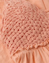 AE Sunchaser Babydoll Crochet Mini Dress