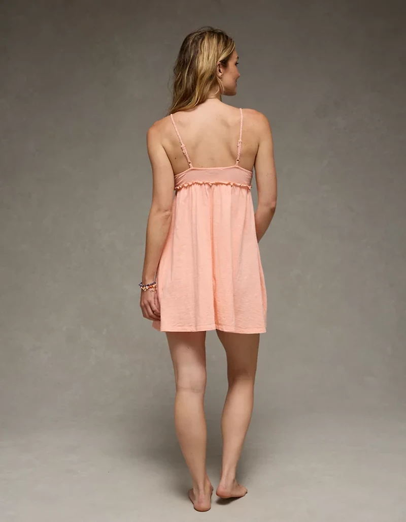 AE Sunchaser Babydoll Crochet Mini Dress