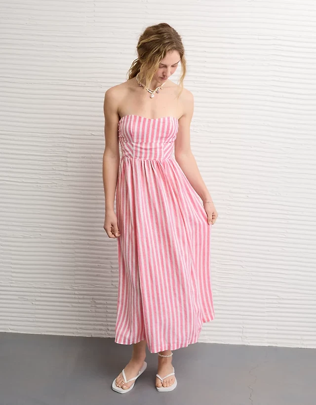 knee length dresses for ladies Ruched Strapless Midi Dress