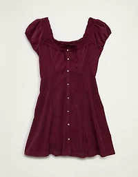 Minirobe en velours côtelé nouée à l’avant avec dentelle AE