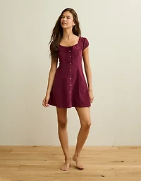 Minirobe en velours côtelé nouée à l’avant avec dentelle AE
