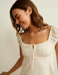 AE Cap-Sleeve Button-Up Mini Dress