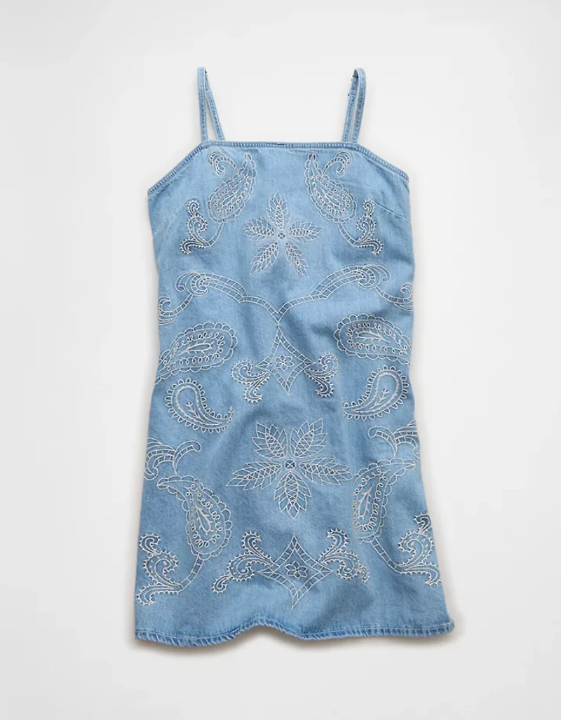 AE Denim Embroidered Mini Dress