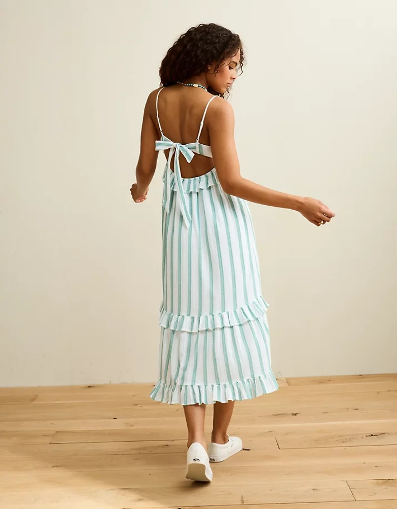 AE V-Neck Ruffle Midi Dress
