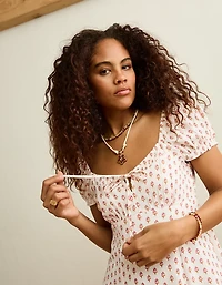 AE Babydoll Sweetheart Pleated Mini Dress