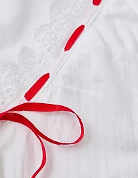 Minirobe boutonnée avec encolure en V et volants AE