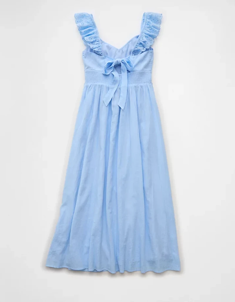 AE Flutter Sleeve Tie-Front Midi Dress