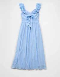 AE Flutter Sleeve Tie-Front Midi Dress