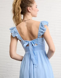 AE Flutter Sleeve Tie-Front Midi Dress