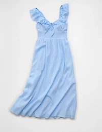 AE Flutter Sleeve Tie-Front Midi Dress