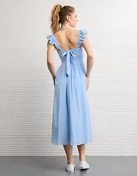 AE Flutter Sleeve Tie-Front Midi Dress