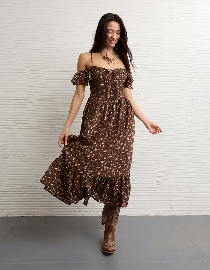 AE x Stagecoach Off-The-Shoulder Midi Dress