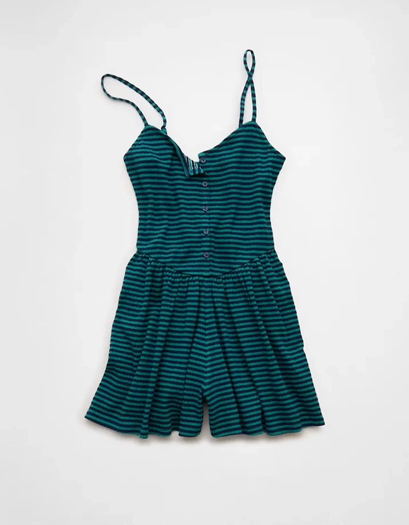 AE Button-Up Textured Knit Romper